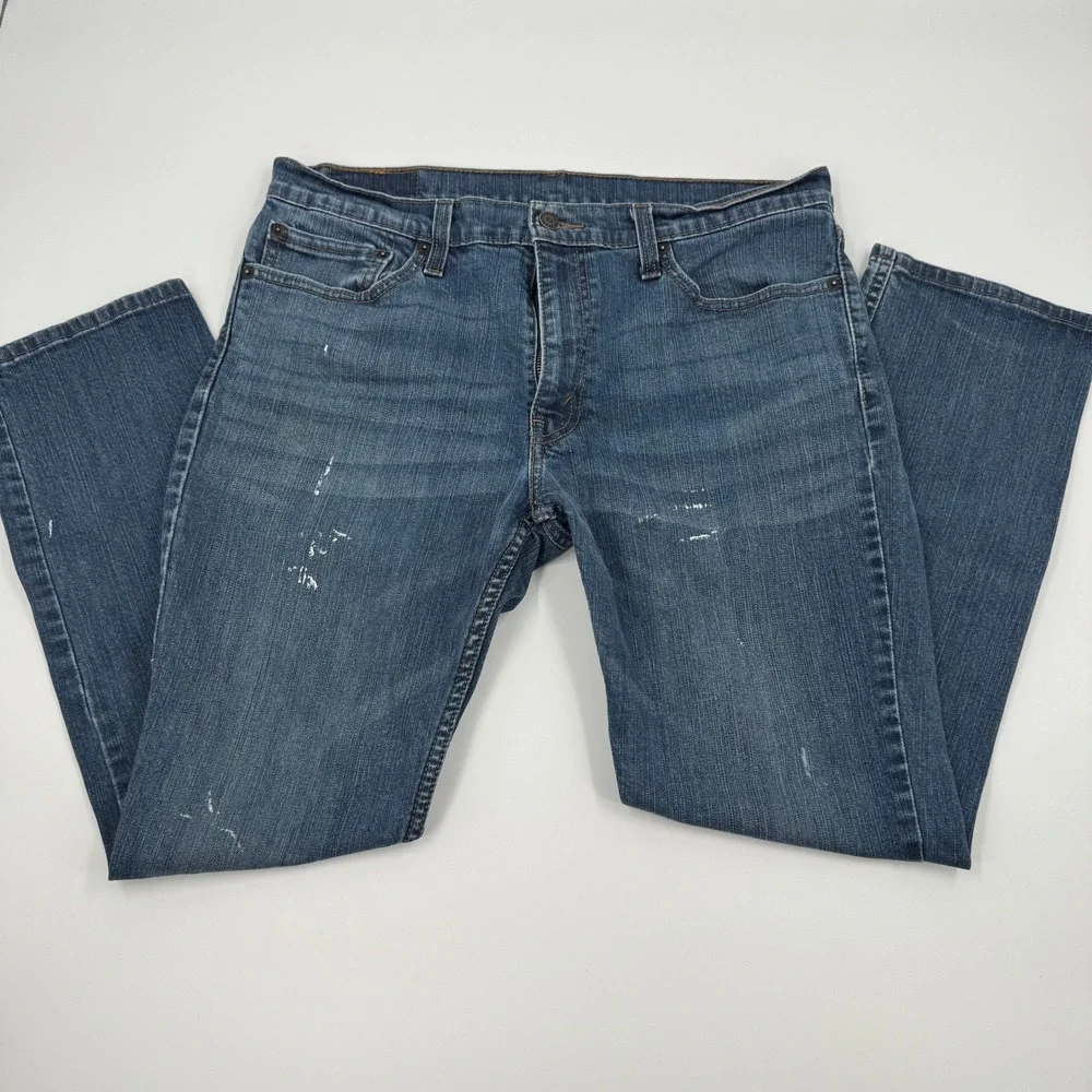 Levis 511 Slim Fit Blue Paint Splatter Jeans Mens 36x30‎ Medium Wash